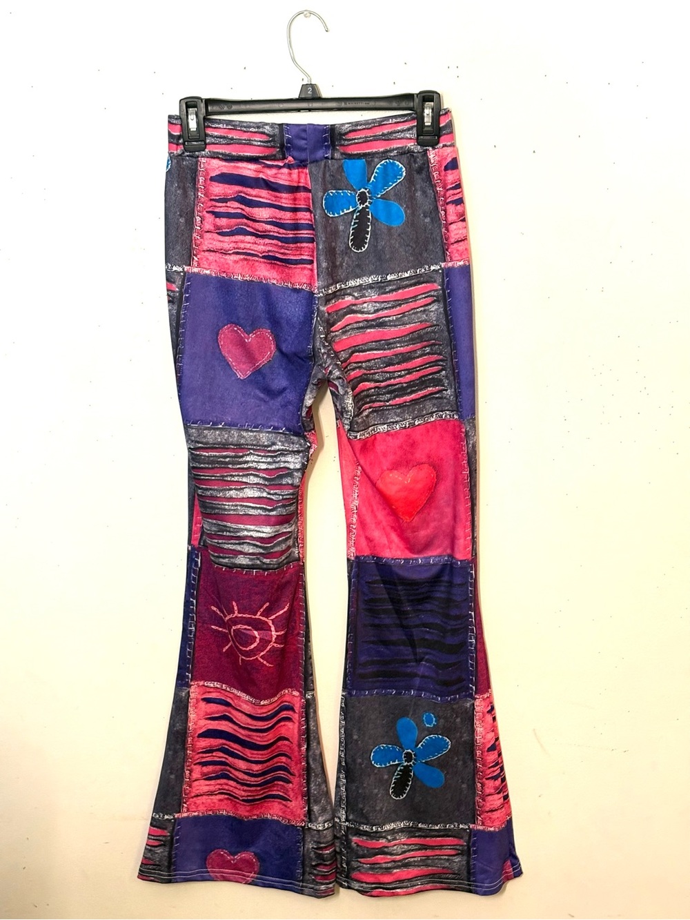 Colorblock Floral Patchwork Leggings — Pink & Blue - Picture 5 of 10